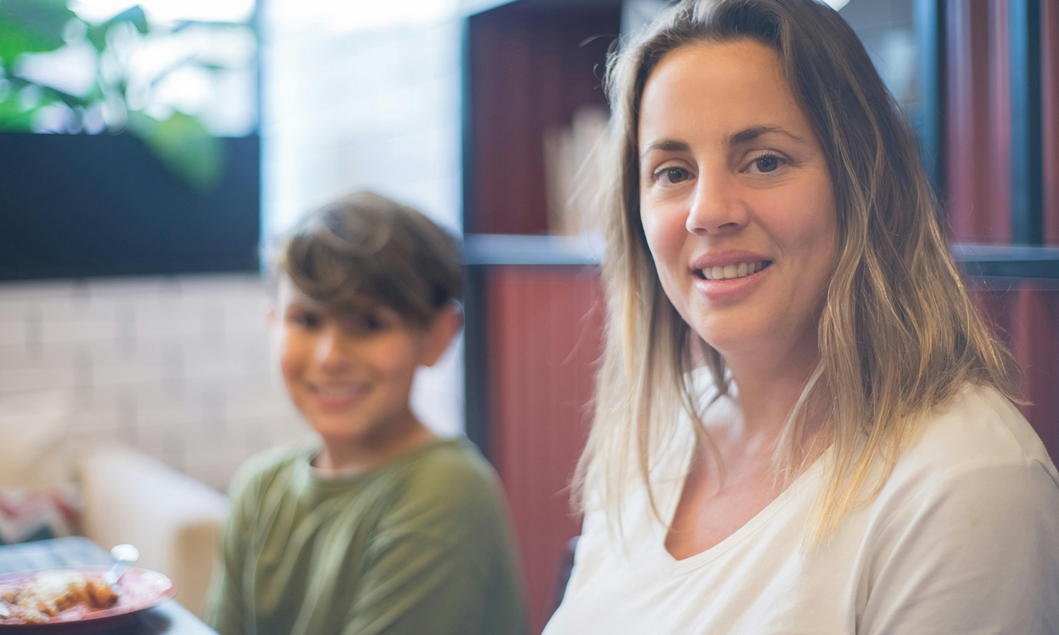 Mother and Son at Dining Table